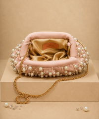 Serene Pink Suede Embellished Clutch