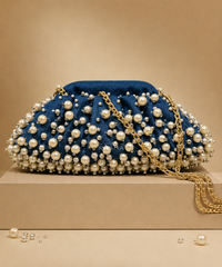 Serene Denim Embellished Clutch