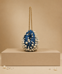 Serene Denim Embellished Clutch