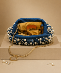 Serene Denim Embellished Clutch