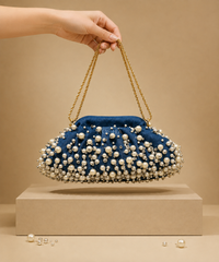 Serene Denim Embellished Clutch