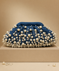 Serene Denim Embellished Clutch