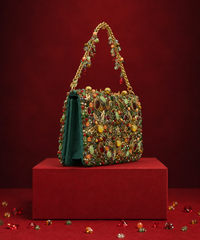 Noorani Multicolor Suede Embellished Clutch