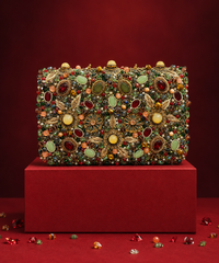 Noorani Multicolor Suede Embellished Clutch