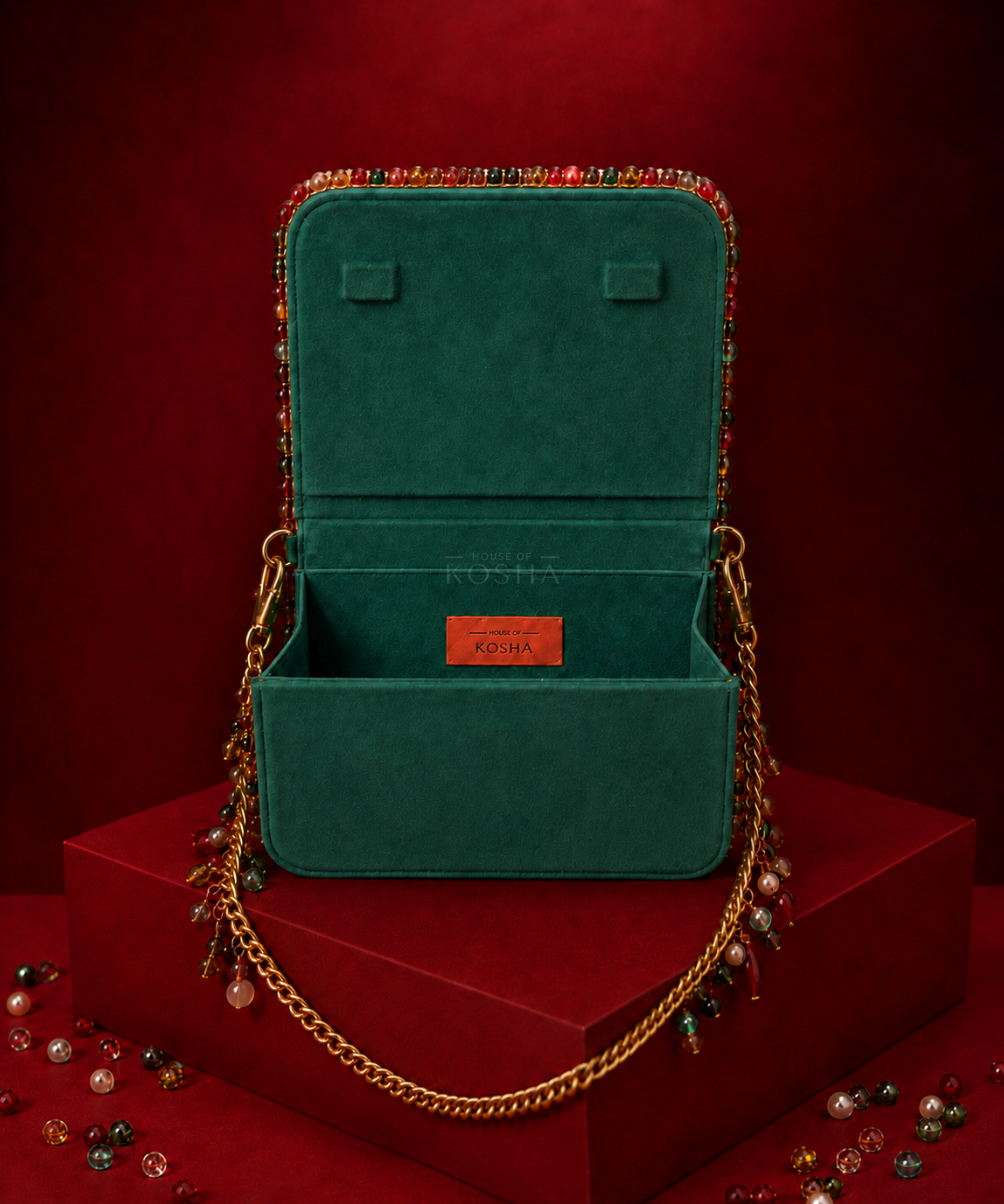 Noorani Multicolor Suede Embellished Mini Bag