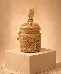 Ziya Gold Suede Embroidered Vanity Bag