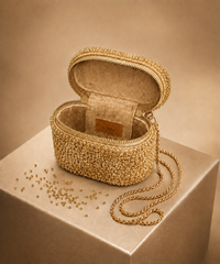 Ziya Gold Suede Embroidered Vanity Bag