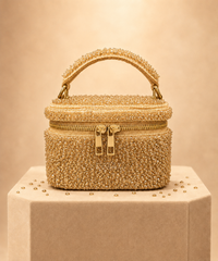 Ziya Gold Suede Embroidered Vanity Bag
