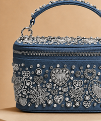Alizeh Silver Denim Embroidered Vanity Bag