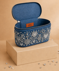 Alizeh Silver Denim Embroidered Vanity Bag
