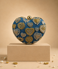 Alizeh Gold & Silver Denim Embroidered Heart Bag