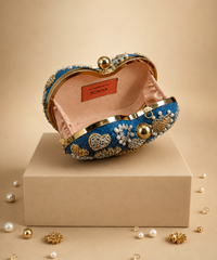 Alizeh Gold & Silver Denim Embroidered Heart Bag