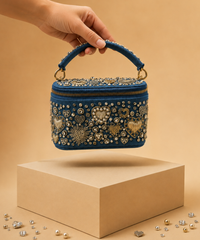 Alizeh Gold & Silver Denim Embroidered Vanity Bag