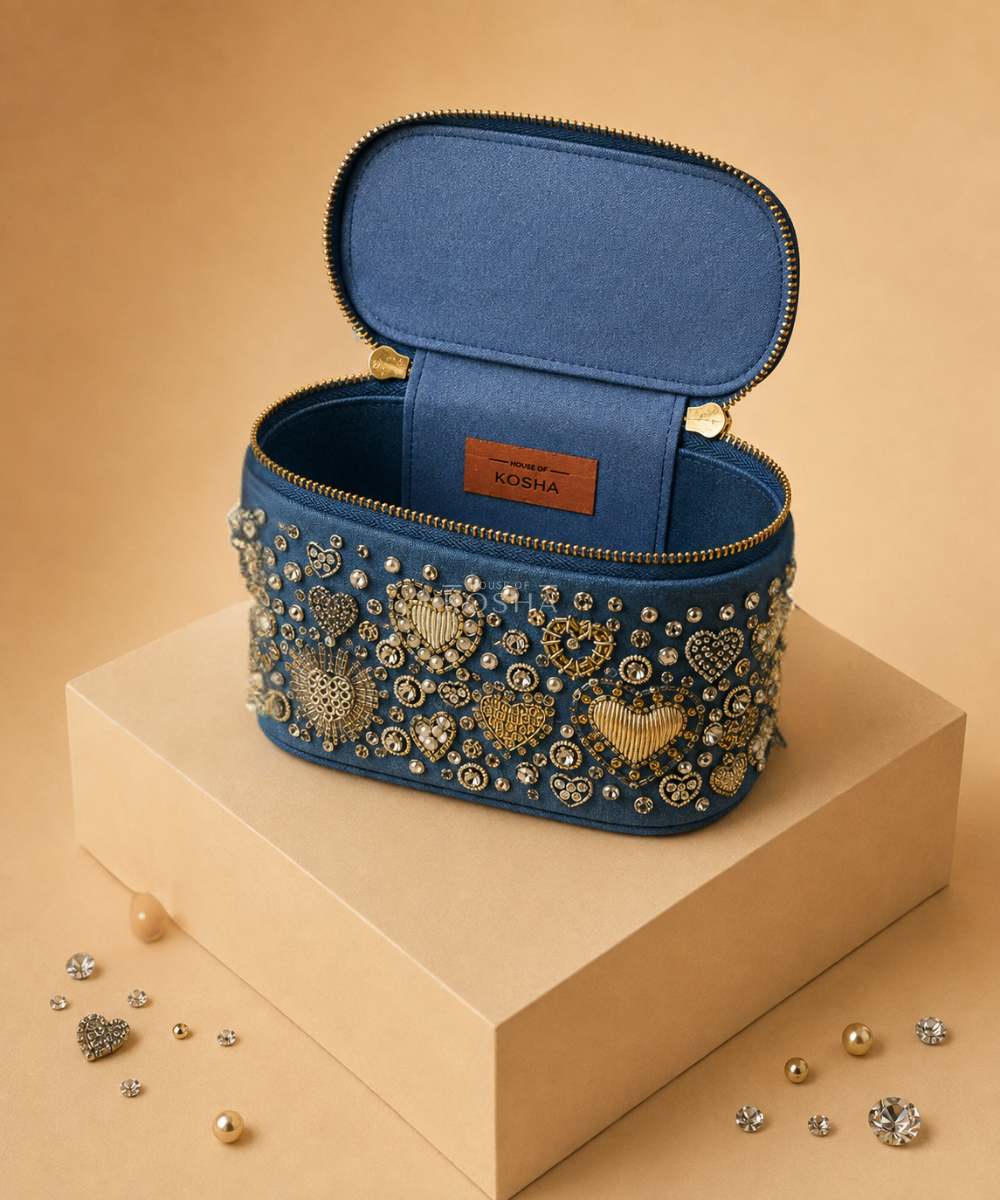 Alizeh Gold & Silver Denim Embroidered Vanity Bag