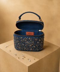 Inaya Gold & Silver Denim Embroidered Vanity Bag
