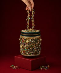 Noorani Multicolor Leather Embellished Cylinder Mini Bag