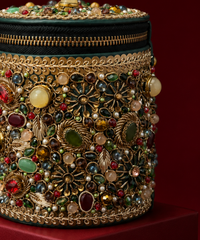 Noorani Multicolor Leather Embellished Cylinder Mini Bag