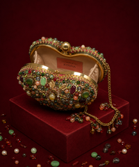 Noorani Multicolor Suede Embellished Heart Bag