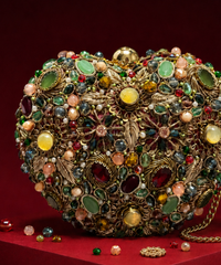 Noorani Multicolor Suede Embellished Heart Bag