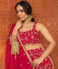 Rania Gold & Silver Georgette Embellished Cylinder Mini Bag