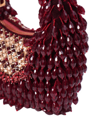 Alara Maroon Suede Embellished Hobo Bag