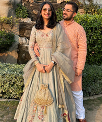 Sunheri Gold and Silver Georgette Embellished Potli