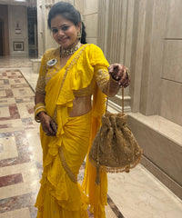 Sunheri Gold Georgette Embellished Potli
