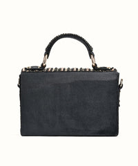 Symphony Black Suede Embellished Box Bag