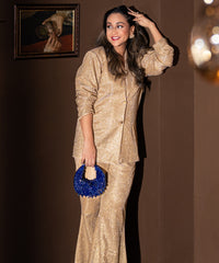 Liona Royal Blue Suede Embellished Hobo Bag