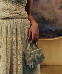 Bushra Silver Suede Handcrafted Box Bag
