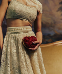 Cora Red Suede Embellished Heart Bag