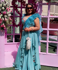 Farah Ivory Suede Pearl Potli