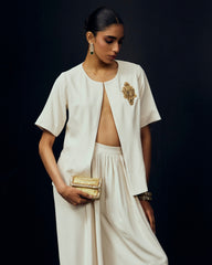 Elif Gold Georgette Embellished Mini Bag