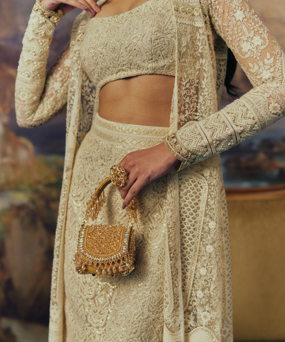 Josy Gold Suede Embellished Mini Bag