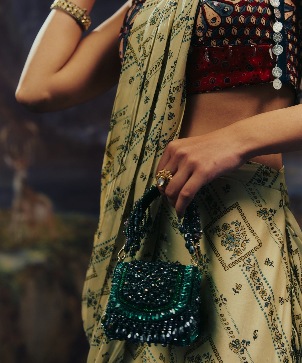 Josy Green Suede Embellished Mini Bag