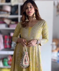 Aiza Multicolor Suede Embellished Potli
