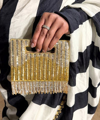 Ayla Gold & Silver Suede Embellished Clutch